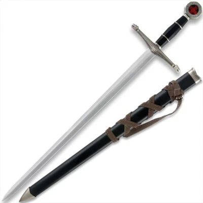 Réplica de espada larga medieval príncipe negro | Bainha embrulhada em couro | 22,5" - Imagem 1 de 4
