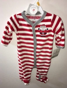 NUEVO CON ETIQUETAS PIJAMA CARTER'S SANTA NAVIDAD ROJO BLANCO RAYAS Recién Nacido Dormir y Jugar Bebé - Imagen 1 de 5