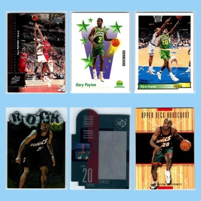 Lote de 6 cartões de basquete Gary Payton Sonics Bucks Lakers Celtics Heat HOF - Imagem 1 de 2