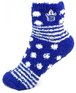 Toronto Maple Leafs Hockey Blue & White Homegator Soft Fuzzy Socks - Picture 1 of 3