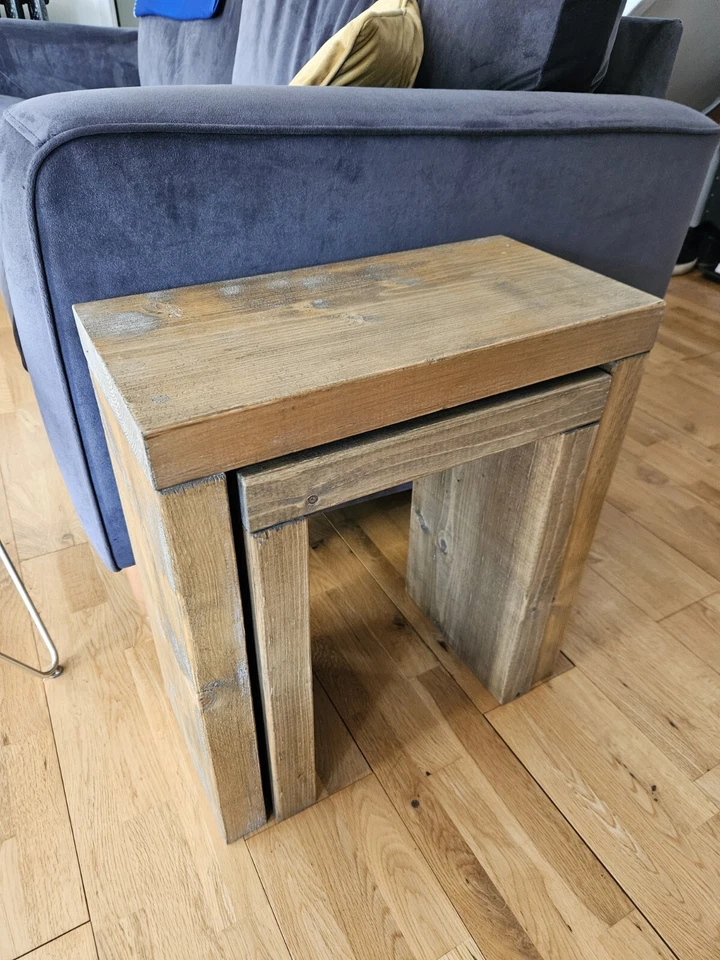 Pair Of Rustic pine side tables  - Image 1 of 4