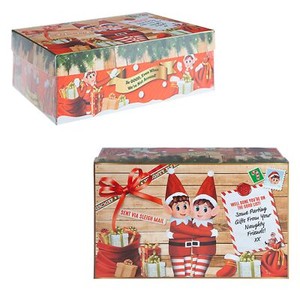 Christmas Eve Gift Box Fun Elf Design / Flat Pack - 17cm x 26.5cm x 8.5cm