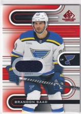 2022-23 UD SP GAME USED RED BASE JERSEY #16 BLUES - BRANDON SAAD