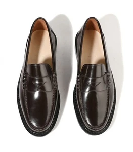 Firenze Atelier Men's Polished Brown Leather Double Welt Penny Loafers Slip On - Picture 1 of 12