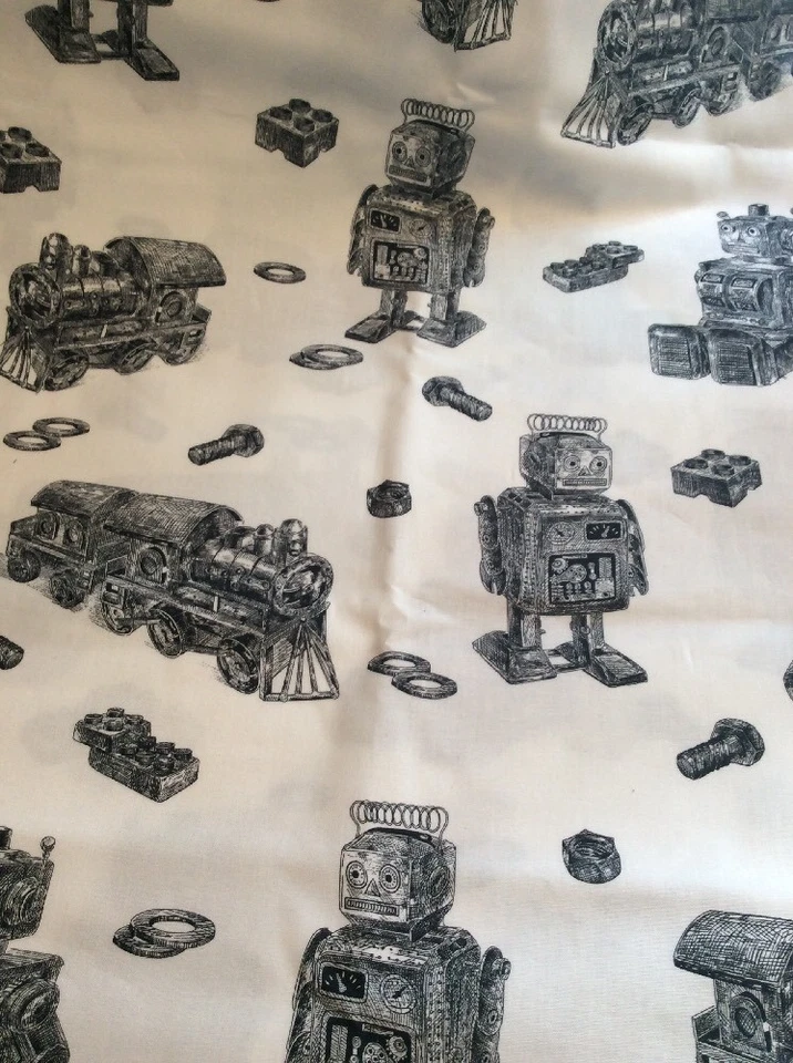 Funda de almohada con soporte de algodón para trenes y LEGO y robots nombre impreso ☼ Foto 1 de 1