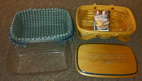 Longaberger Woven Memories Basket Heartland 1999 Liner Protector Homestead Lid Cover