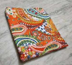 60X90" Twin size Handmade Bedspread Reversible Kantha Quilt Cotton Bed cover D5 - Picture 1 of 4