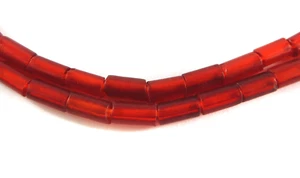 Red Cylinder Trade Beads Translucent Bohemian - Picture 1 of 2