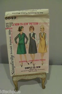 Vtg Simplicity 5649 Sewing Pattern 60's Sub-Teen Misses 12 Sizes Jumper Dress - Picture 1 of 2