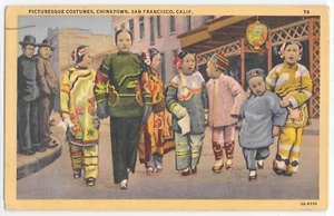 1940's Picturesque Costumes Dress Chinatown San Fransisco California Postcard - Picture 1 of 2