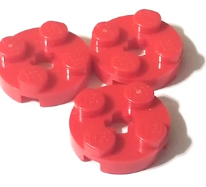 LEGO 3x Red Plate 2x2 Round with Axle Hole (Part 4032) - Picture 1 of 1