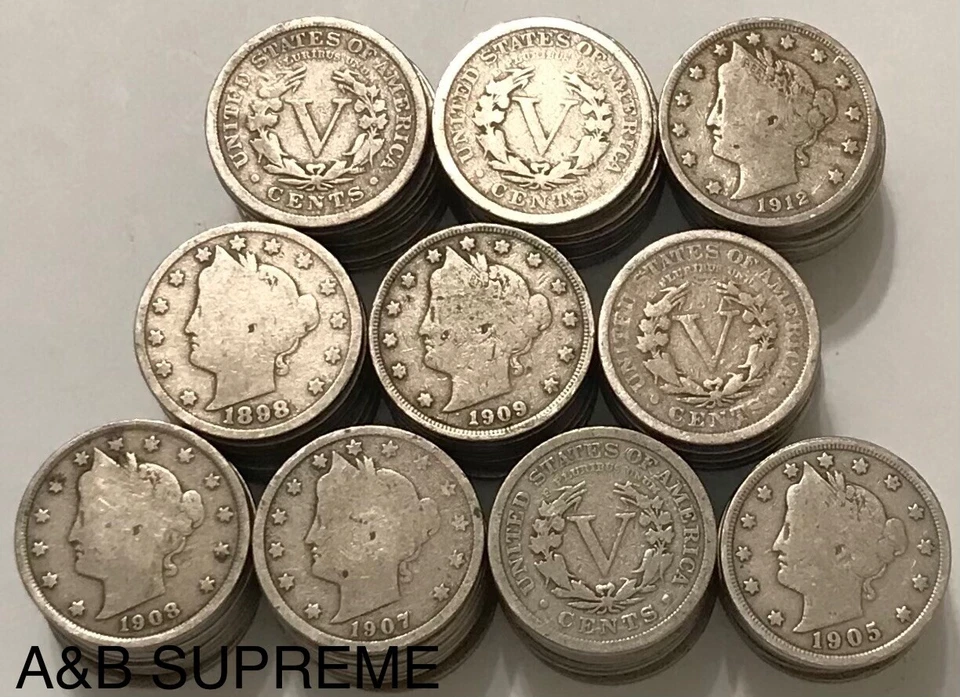 Huge Collection Of 100 Liberty V Nickels Good To Fine 1883-1912 Estate Sale Lot - Image 1 of 4