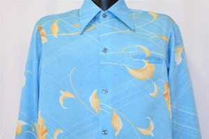 CAMISA DISCO DE BOLSILLO DE COLECCIÓN MARK RAYSTEN AZUL FLORAL CUELLO GRANDE WELT CUELLO GRANDE M - Imagen 1 de 7