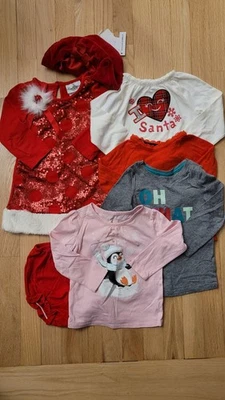 Lotto Pacchetto Abbigliamento Bambina Natale Nuovo/Usato Vestiti Camicie 24m 2T Neonato - Immagine 1 di 4