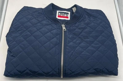 Chaqueta de bombardero acolchada con diamantes Levi's para mujer 3X azul marino lavado Foto 1 de 4