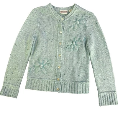 Cárdigan suéter mediano Hastings Smith para mujer mezcla de lana verde azulado tejido botón delantero Foto 1 de 4