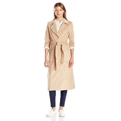 Gabardina Belle Badgley Mischka de gamuza sintética - Tostado camel - Chaqueta talla grande Foto 1 de 4