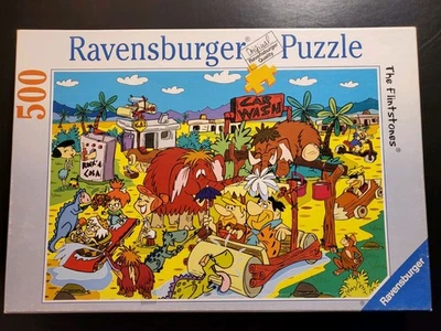 Rare Ravensburger The Flintstones Car Wash 500 Piece Puzzle - Image 1 of 4