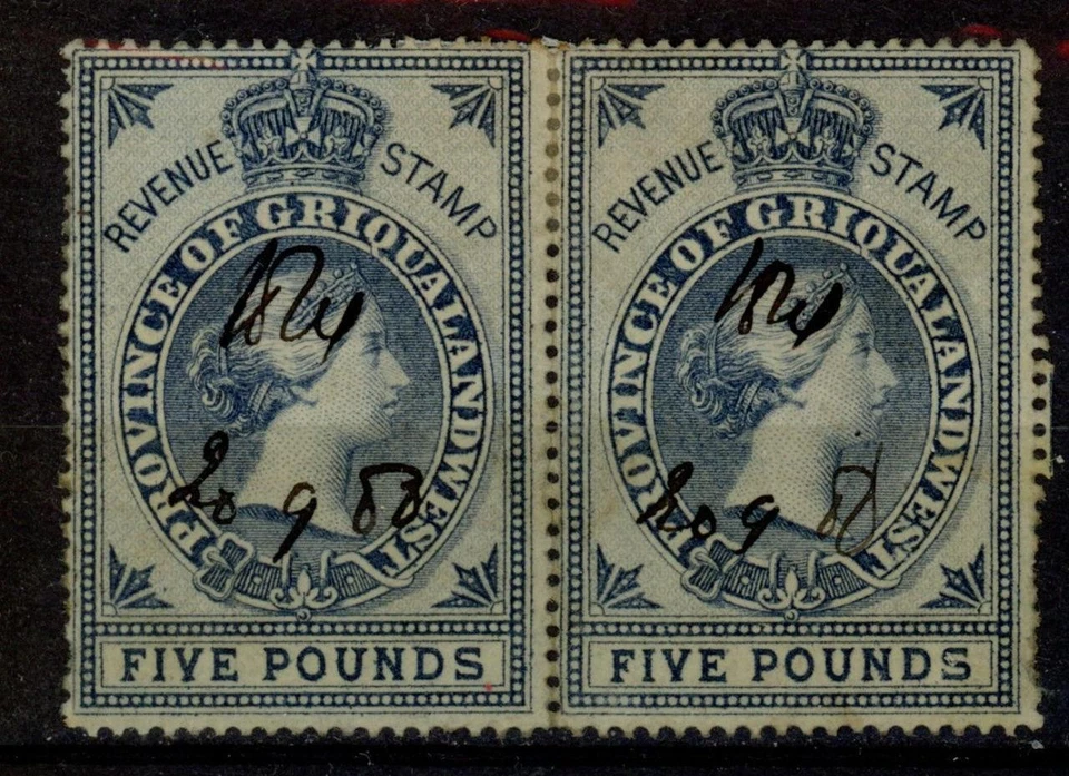 Griqualand West revenues 5 Pounds 1879 Cape of Good Hope South Africa fiscal - Image 1 of 1