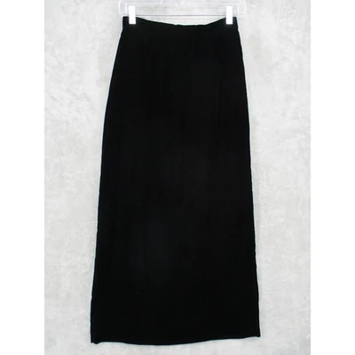 Falda Oleg Cassini XS Pequeña Negra Corbata Terciopelo Cintura Alta Midi Noche Evento Cremallera Foto 1 de 4