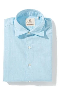Finamore Napoli Dragones Chambray Shirt In Lt. Blue - Picture 1 of 4