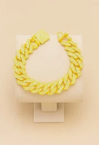 7 Zoll Zoll Hip Hop Miami kubanisches Gliederarmband 18K vergoldet 16 mm - Bild 1 von 5