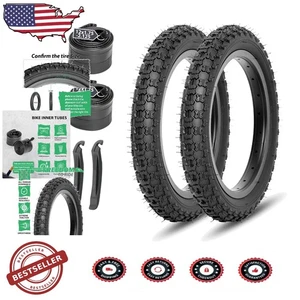 Kids Bicycle Tires 12.5x2.125" Folding 2-Pack Tubes Levers Schrader Valve - Picture 1 of 9