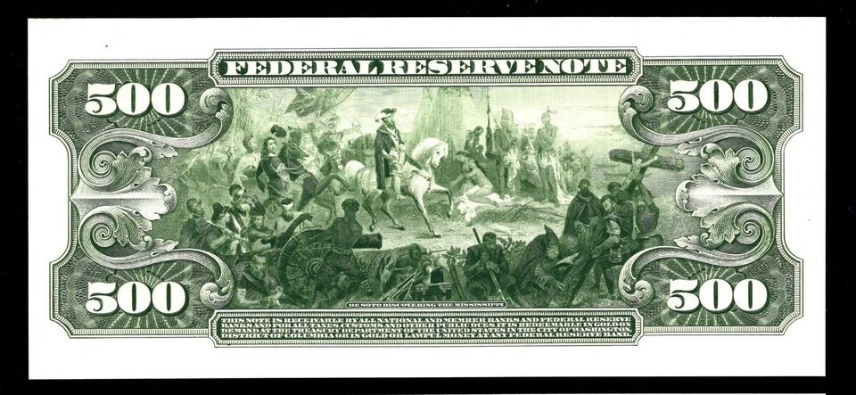 BEP Proof Print - Back of the 1918 $500.  Fed. Res. Note - Image 1 of 1