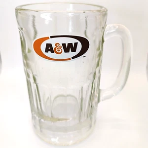 Vintage 1970er A&W Wurzel Bier Soda Becher 6 Zoll hoch klassische Grübchen Seiten schweres Glas - Bild 1 von 5