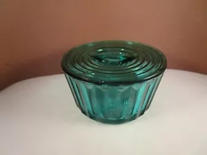 Vintage Jeanette Glas Ultramarin Jenny Ware Rund 4" Kühlschrank Schüssel & Deckel A - Bild 1 von 15