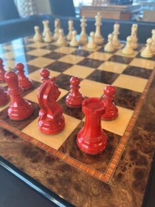 Walnut Burl & Maple Italian Traditional Chess Board 2.5" Squares Gloss Finish - Picture 1 of 7