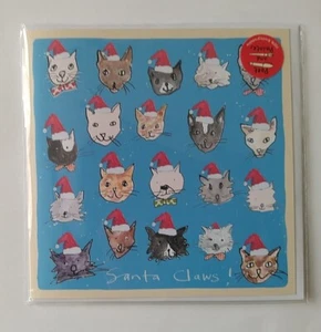 GRUSSKARTE FROHE WEIHNACHTEN WEIHNACHTSMANNKRALLEN KATZE - Bild 1 von 1