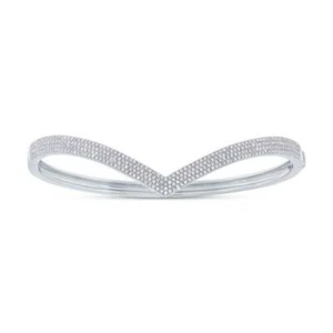 Beautiful Unique Simulated Sapphire Wavy " V " Design Chevron Bangle Bracelet - Picture 1 of 6