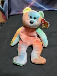 TY Beanie Baby GARCIA the Ty-dyed Bear 4th Gen hang tag PVC Pellets *MWNMT* 1 - Picture 1 of 5