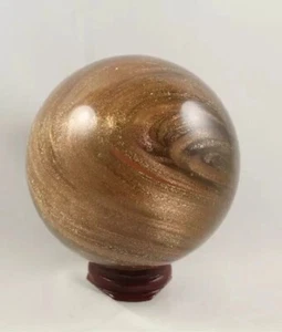 Souvennature arena dorada cristal piedra preciosa esfera reiki curación 80 mm bola + soporte - Imagen 1 de 6
