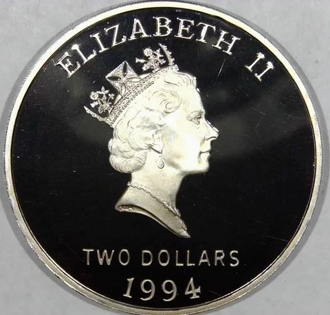 BERMUDA SILVER PROOF $2 DOLLARS 1994 QUEEN ELIZABETH~ROYAL VISIT #X253 Cover