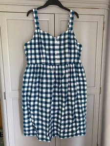 TU Green White Gingham Dress Size 20 Long Summer Check Peasant Prairie Gypsy - Picture 1 of 8