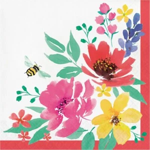 Fragrant Flowers Lunch Napkins Paper 16 Per Pack Floral Party Tableware - Picture 1 of 1