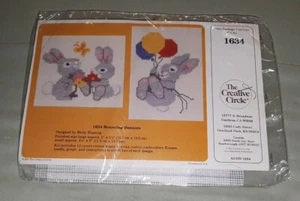 Vintage 1984 The Creative Circle Bouncing Bunnies cross stitch kit ACOD 1634 NEW - Picture 1 of 2