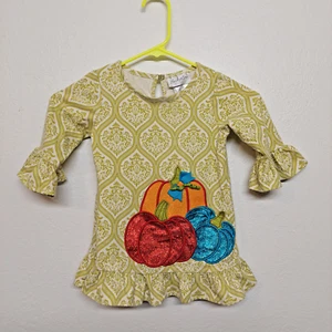 Emily Rose Size 4T Tunic Top Fall Pumpkin Glitter Girl's Stretch Ribbon Stems - Picture 1 of 7