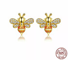 Boucles d'oreilles femmes en or clou S925 argent sterling AAA zircon bijoux abeilles