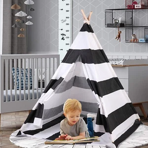 Kids & Pets 130CM Teepee Tent Playhouse 100% Natural Cotton Canvas with Window - Picture 1 of 12