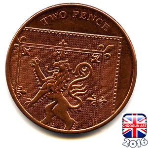 Una moneda británica de dos peniques 2016 Isabel II 2p, ¡9 años! - Imagen 1 de 2