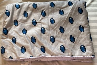 S.L. Home Fashions Football Star Baby Blanket Sports Gray Blue Sherpa 30x40 in - Image 1 of 3