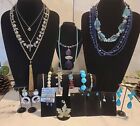 Vintage to New ALL BLUE ESTATE JEWERLY LOT MIX 23 PIECE RESALE,🎁or WEAR!#i72