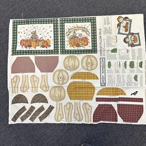 Vtg Daisy Kingdom Harvest Pillow Pals Cut and Sew Craft Panel Pumpkins Teddy - Picture 1 of 6