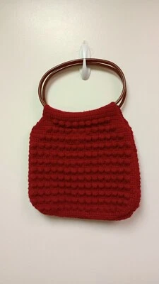 Bolso de Mano Vintage Borgoña Hecho a Mano Crochet Boho Años 60 70 Foto 1 de 4