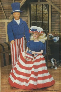 PATRIOTIC FASHION DOLLS DRESS & SUIT DIGEST SIZE CROCHET PATTERN INSTRUCTIONS - Picture 1 of 1