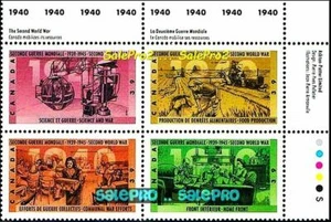 CANADA 1990 CANADIAN 1940 SECOND WORLD WAR FACE $1.56 WWII MNH STAMP SET BLOCK - Picture 1 of 2