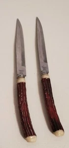 Cuchillos para carne vintage - Juego de 2 astas de imitación - Acero inoxidable Japón - Imagen 1 de 2